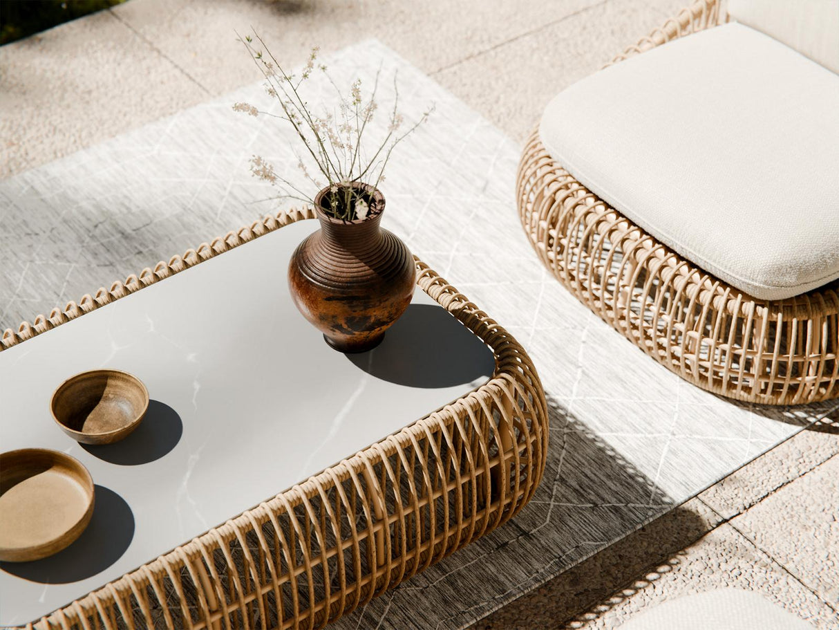 Detailbild Royal Garden Norden rechteckiger Polyrattan Loungetisch 125,5 x 80,5