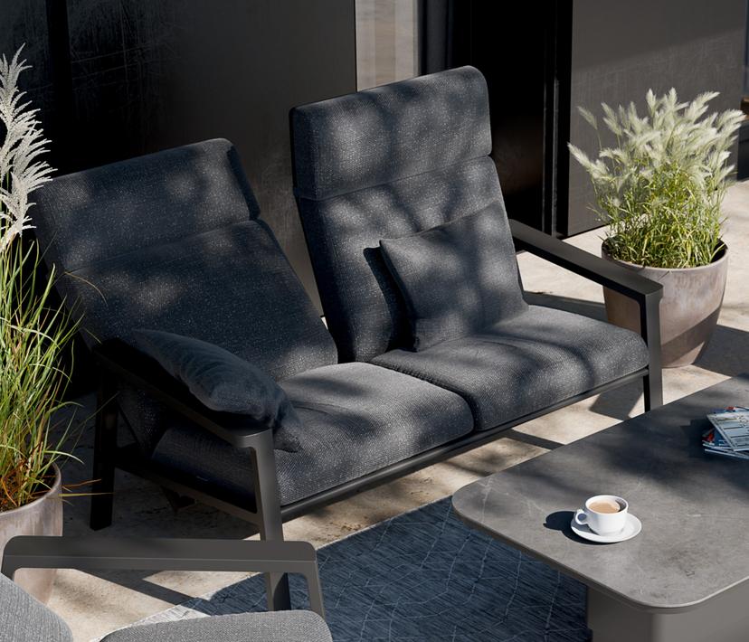 Detailbild Royal Garden Focosa 2-Sitzer Sofa Anthrazit mit verstellbarer Rückenlehne