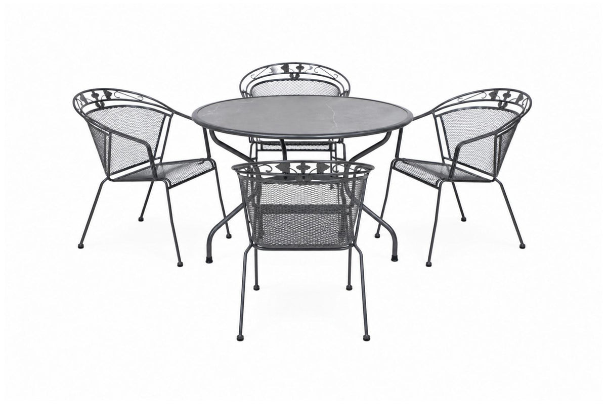Royal Garden Elegance Gartentisch Set mit 4 Stühlen Ø 110 cm