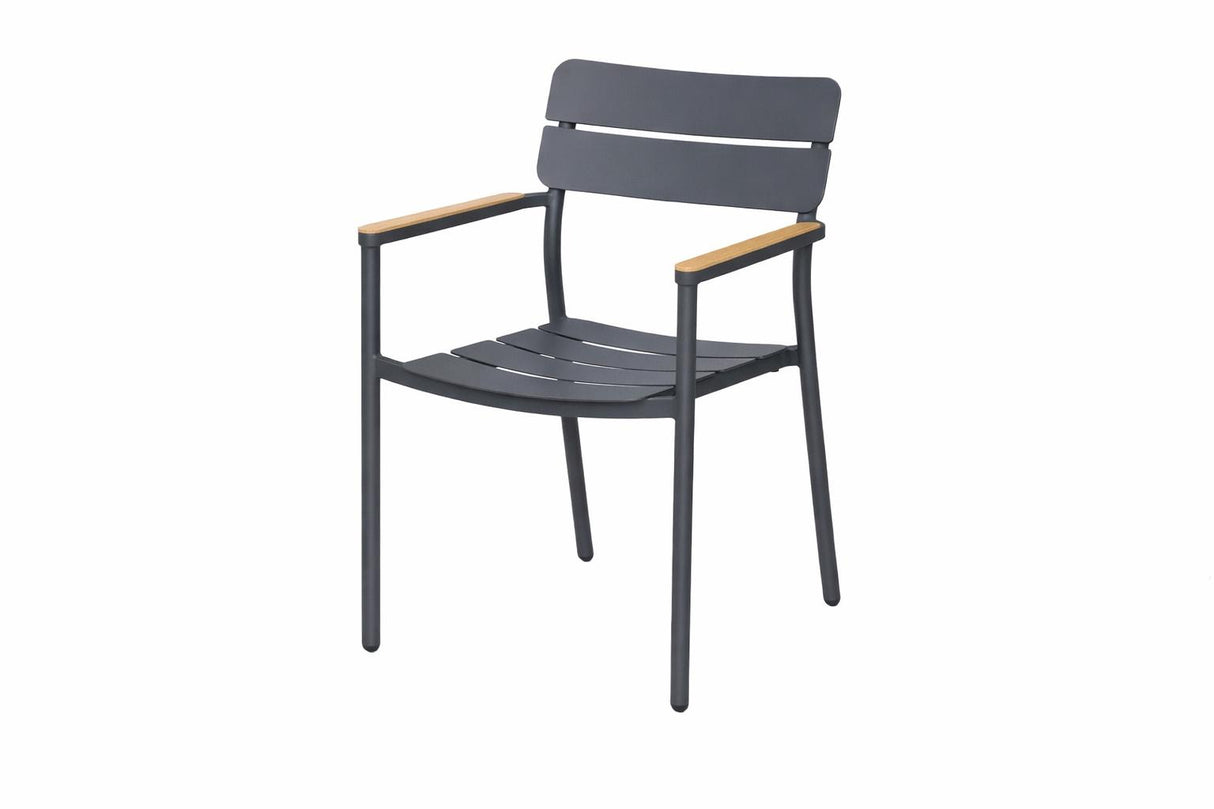 Royal Garden Norland Stapelbarer Gartenstuhl mit Armlehnen Anthrazit