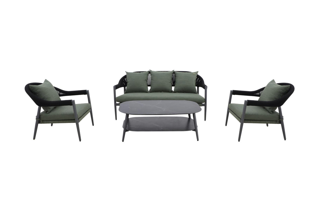 MWH Camarillo Loungeset Gartenlounge Rope Grün