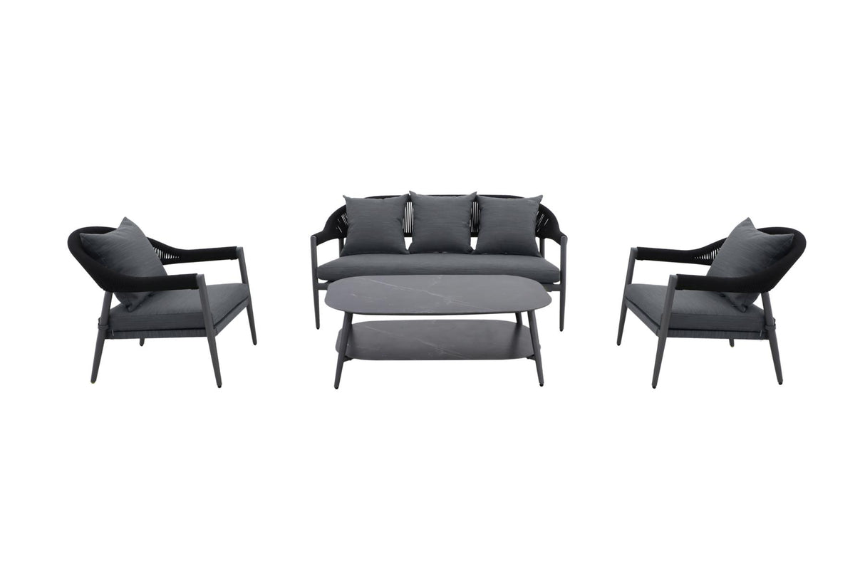 MWH Camarillo Loungeset Gartenlounge Rope Anthrazit