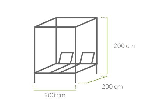 Maße MWH Cubico Daybed Gartenbett 200x200x200 cm