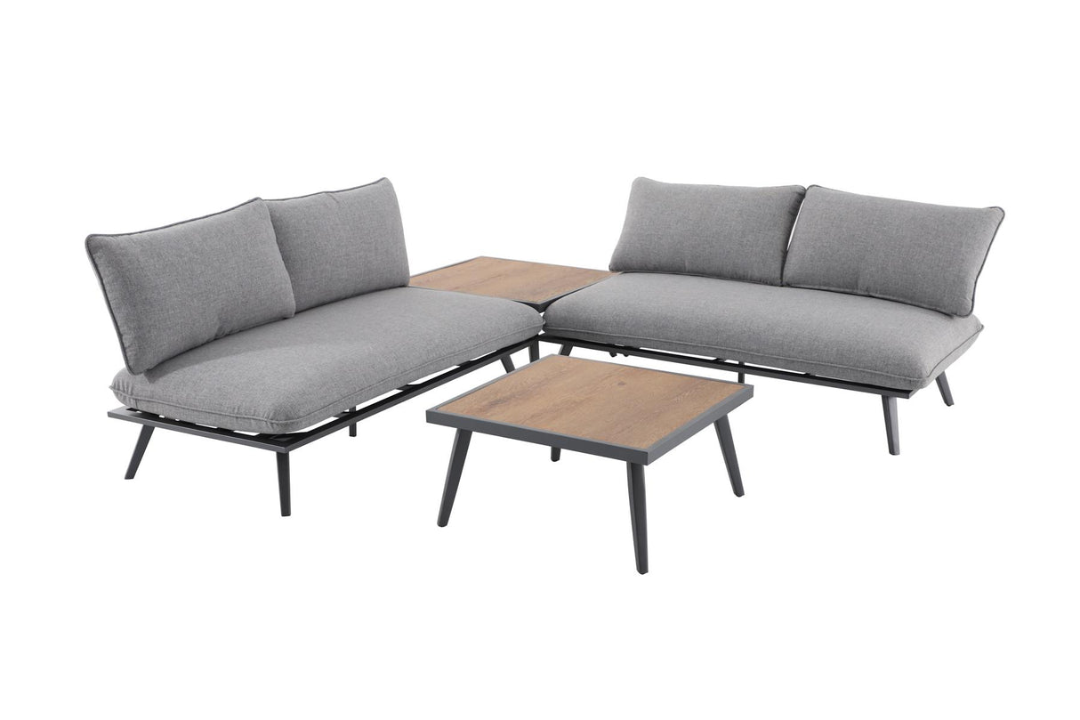 2er Set creador Antao Balkonlounge mit Crealite Tischplatte L-Form