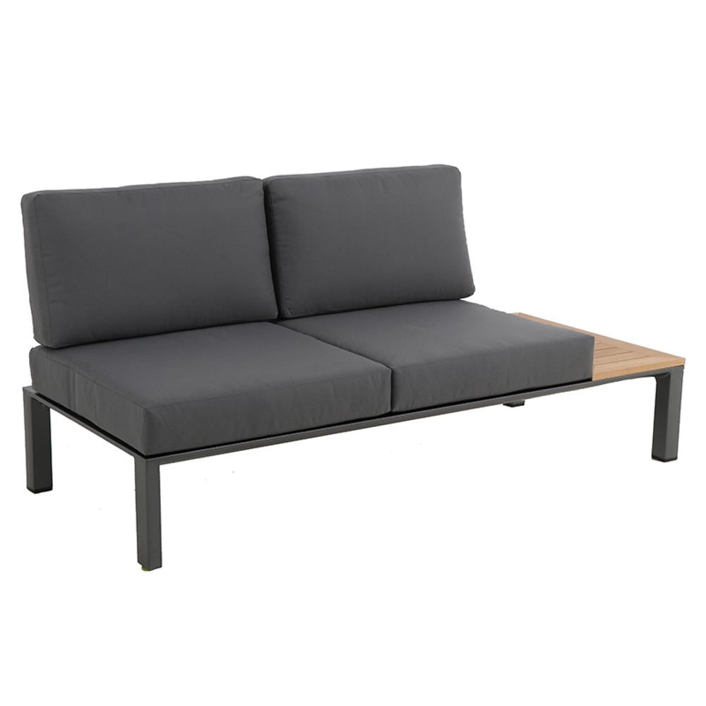 Reno Lounge-Set, Aluminium Ecklounge, Doppelsitz-Sofas, Teak Ablageflächen, Eckelement, Tisch, Teakholzplatte, Gartenmöbel, zeitlose Eleganz, höchster Komfort, Terrassenmöbel, Outdoor-Möbel
