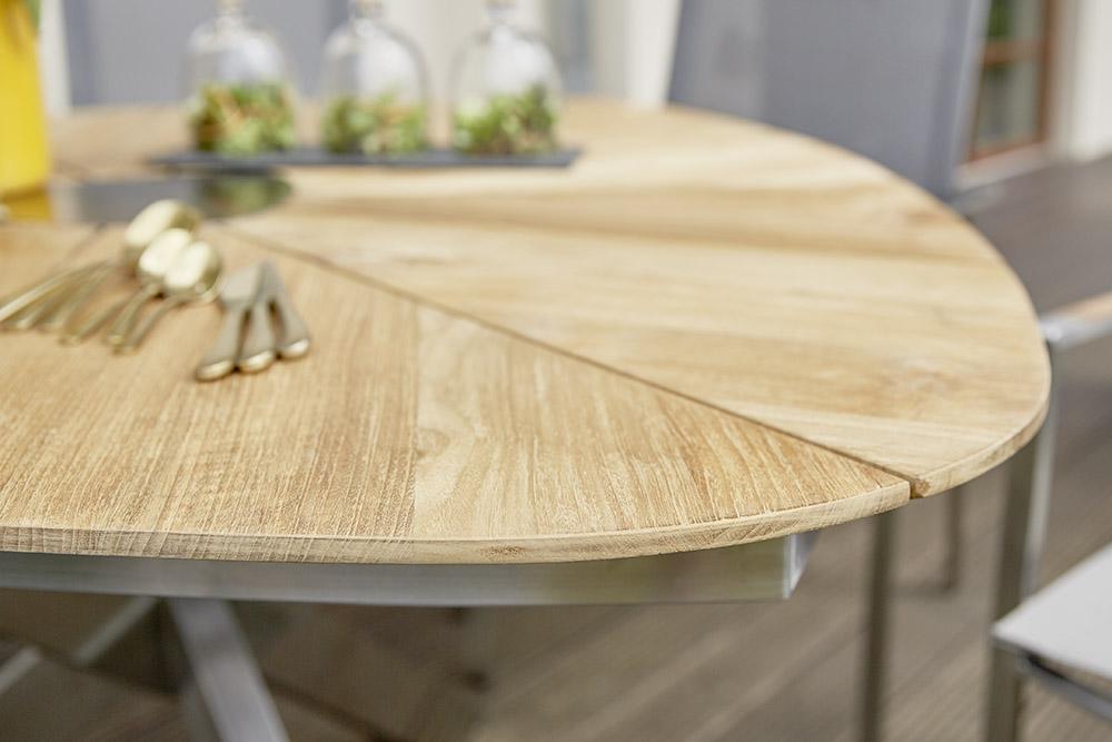 Tischplatte Diamond Garden Lyon dreieckiger Gartentisch Edelstahl/Teakholz