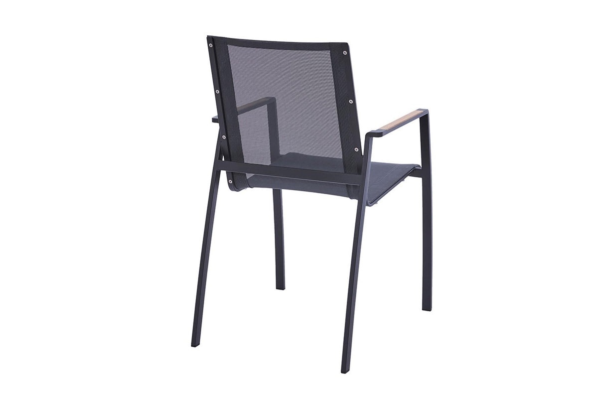 Rückenansicht Diamond Garden Valencia Stapelstuhl Schwarz Teakholz