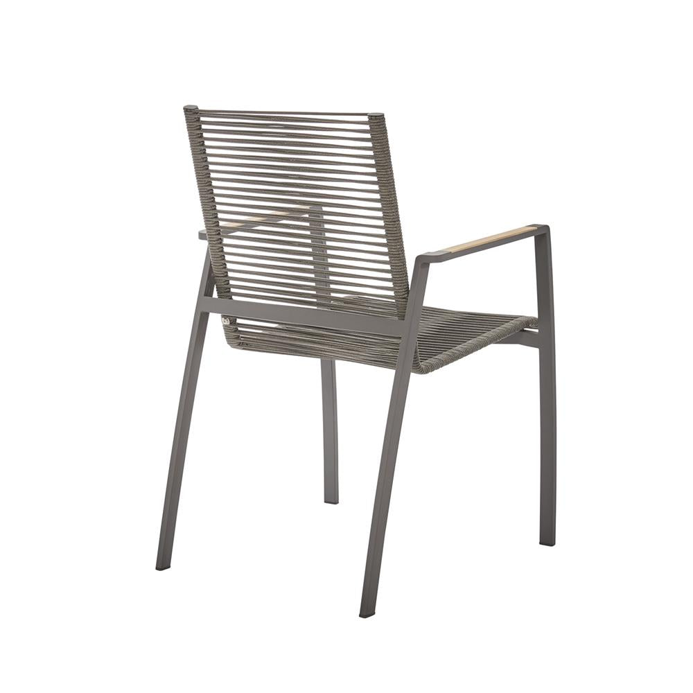 Rückenbild Diamond Garden Valencia Stapelstuhl Rope Teak-Armlehne