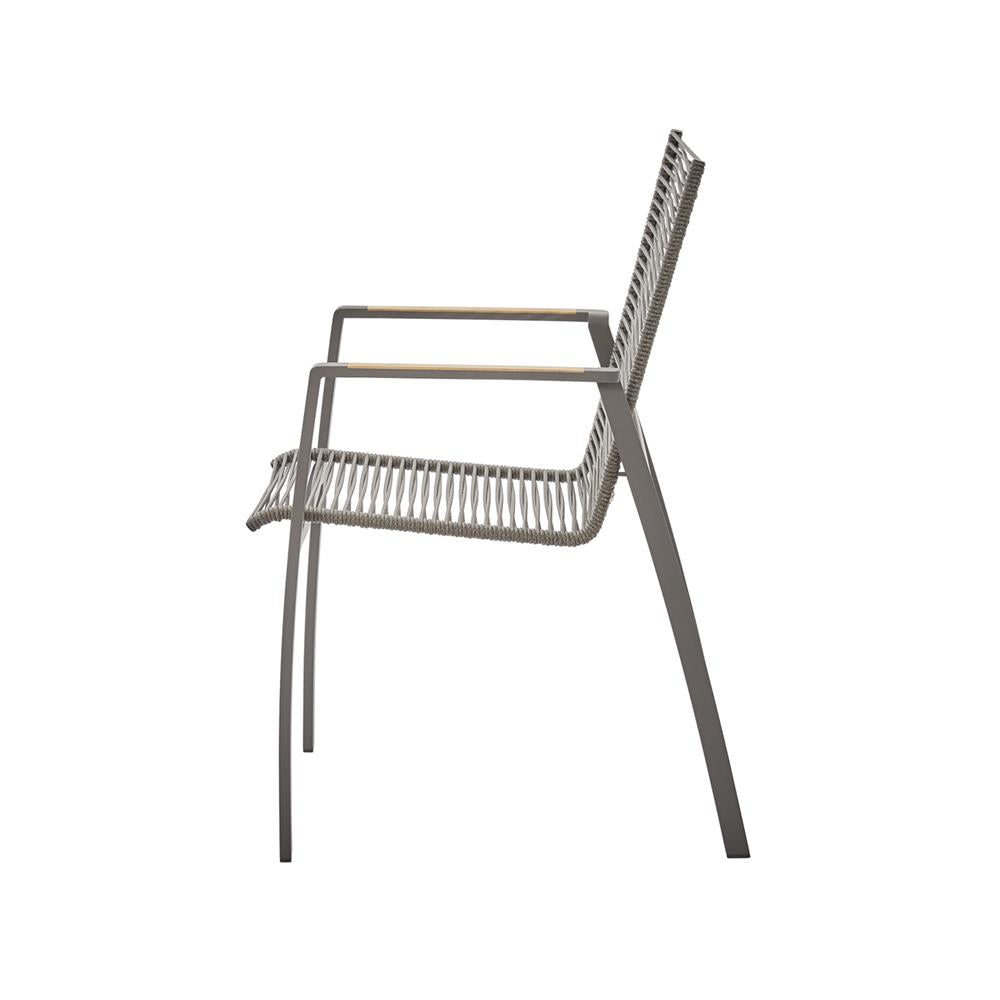 Seitenbild Diamond Garden Valencia Stapelstuhl Rope Teak-Armlehne