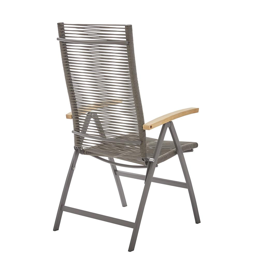 Rückenbild Diamond Garden Valencia Hochlehner Rope Teakholz-Armlehne