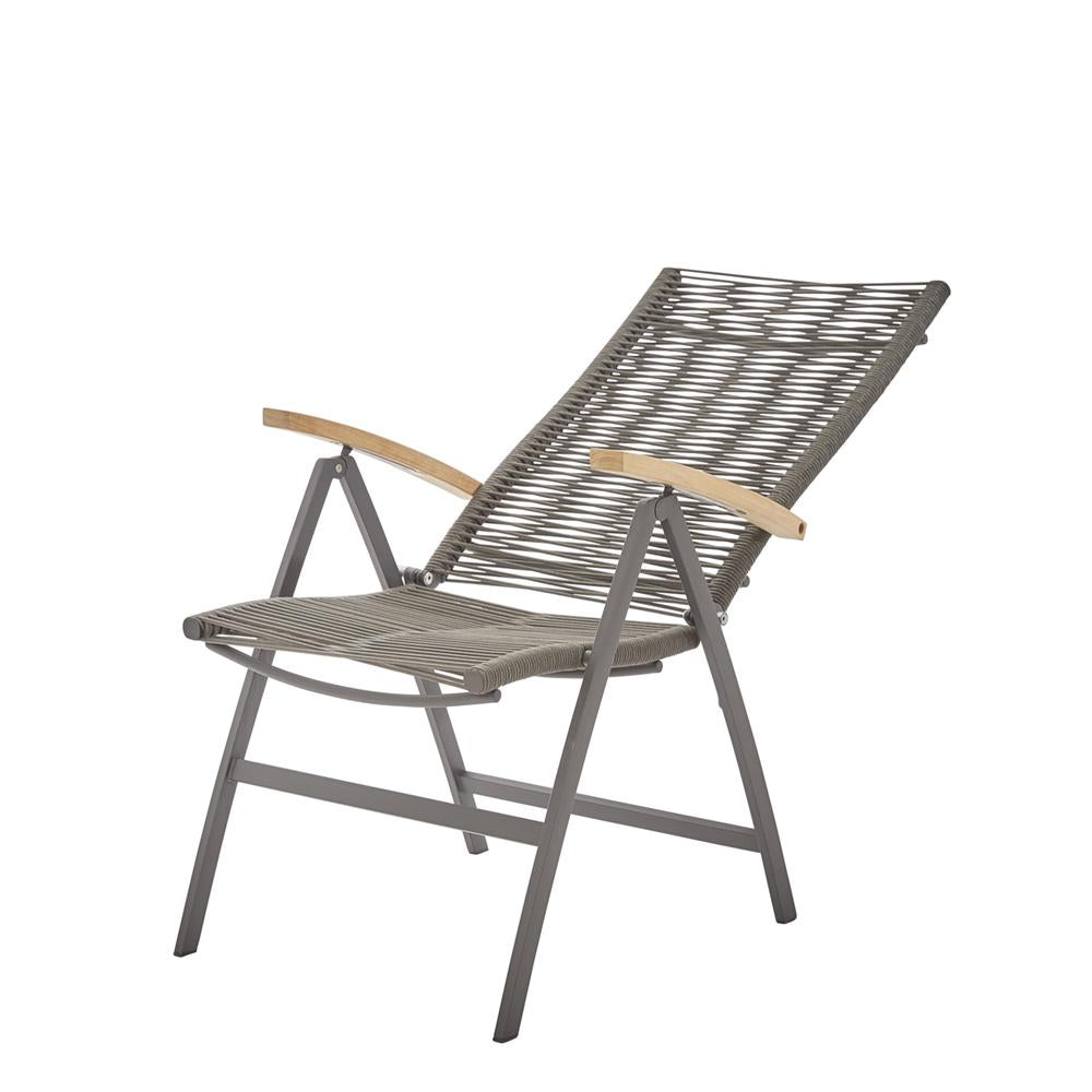 Verstellt Diamond Garden Valencia Hochlehner Rope Teakholz-Armlehne