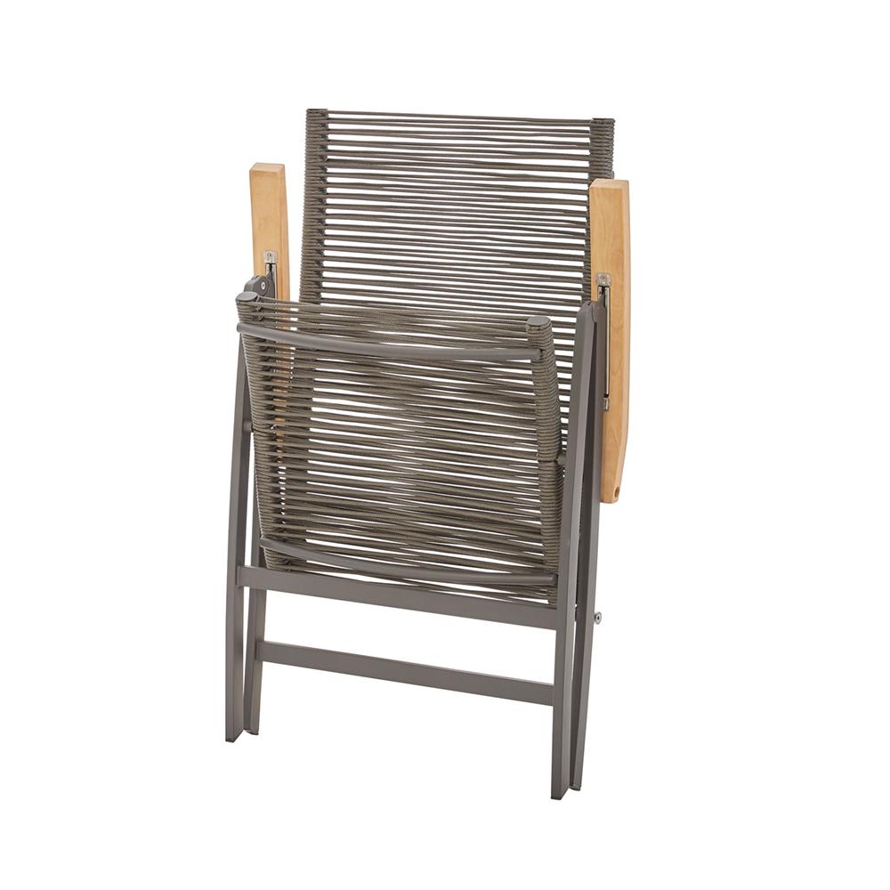 Zugeklappt Diamond Garden Valencia Hochlehner Rope Teakholz-Armlehne