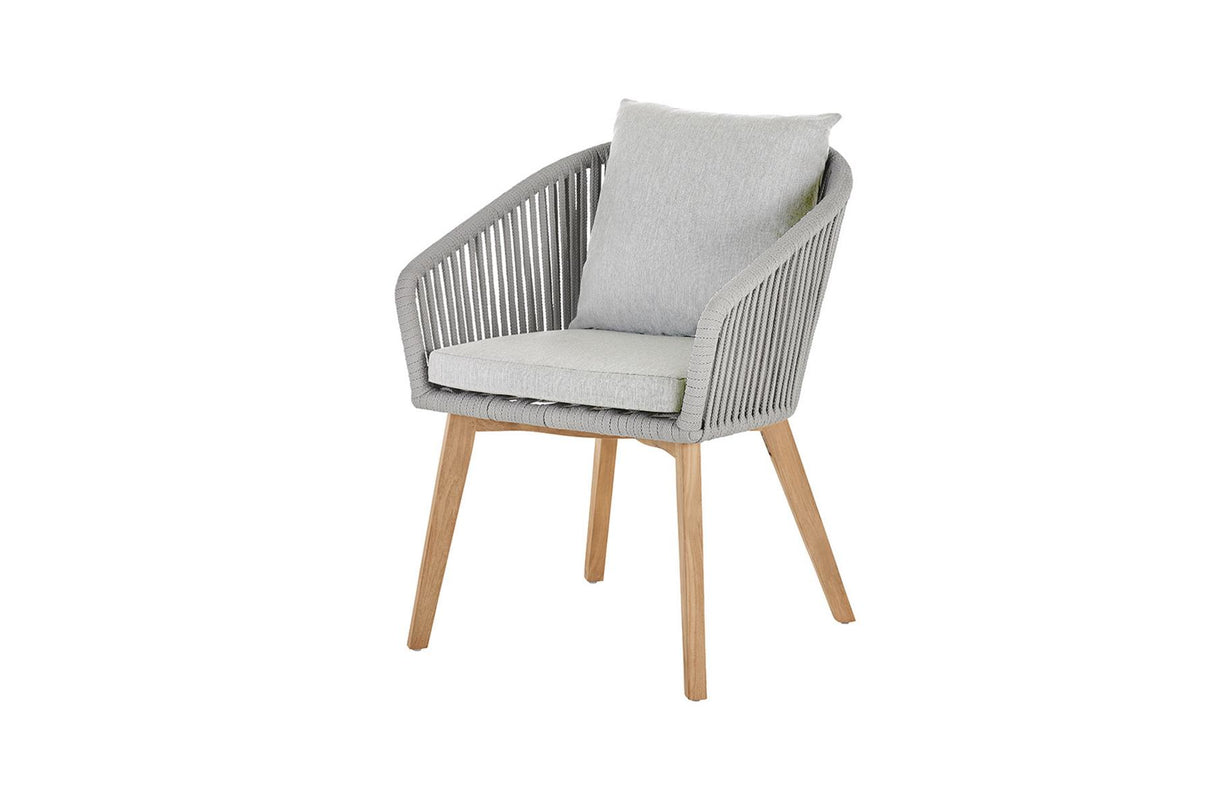 Diamond Garden Kos Gartenstuhl Edelstahl Teak Rope Hellgrau