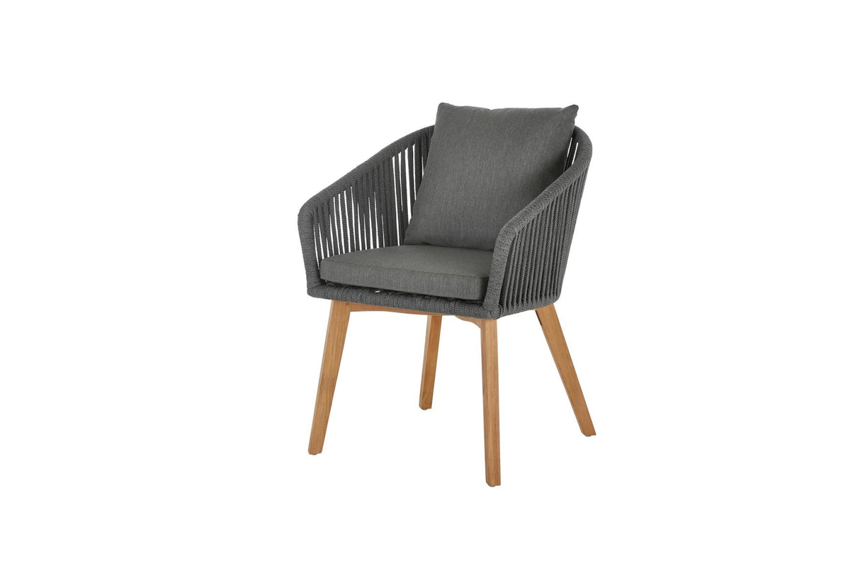 Diamond Garden Kos Gartenstuhl Edelstahl Teak Rope Dunkelgrau