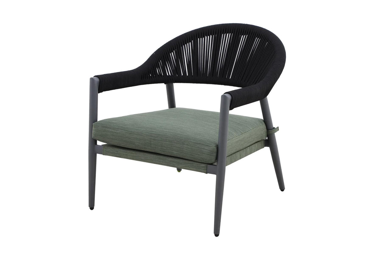 Einzelsessel seitlich MWH Camarillo Loungeset Gartenlounge Rope Grün