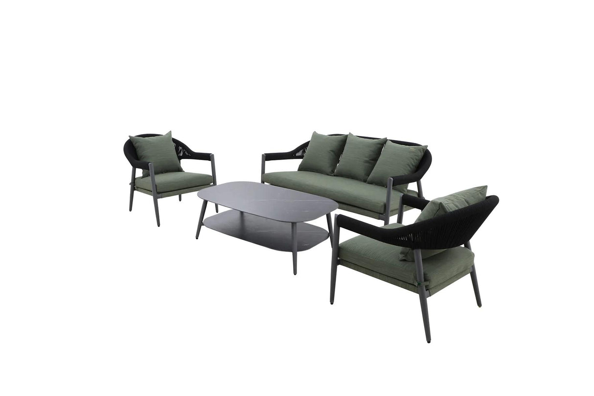 Seitlich MWH Camarillo Loungeset Gartenlounge Rope Grün