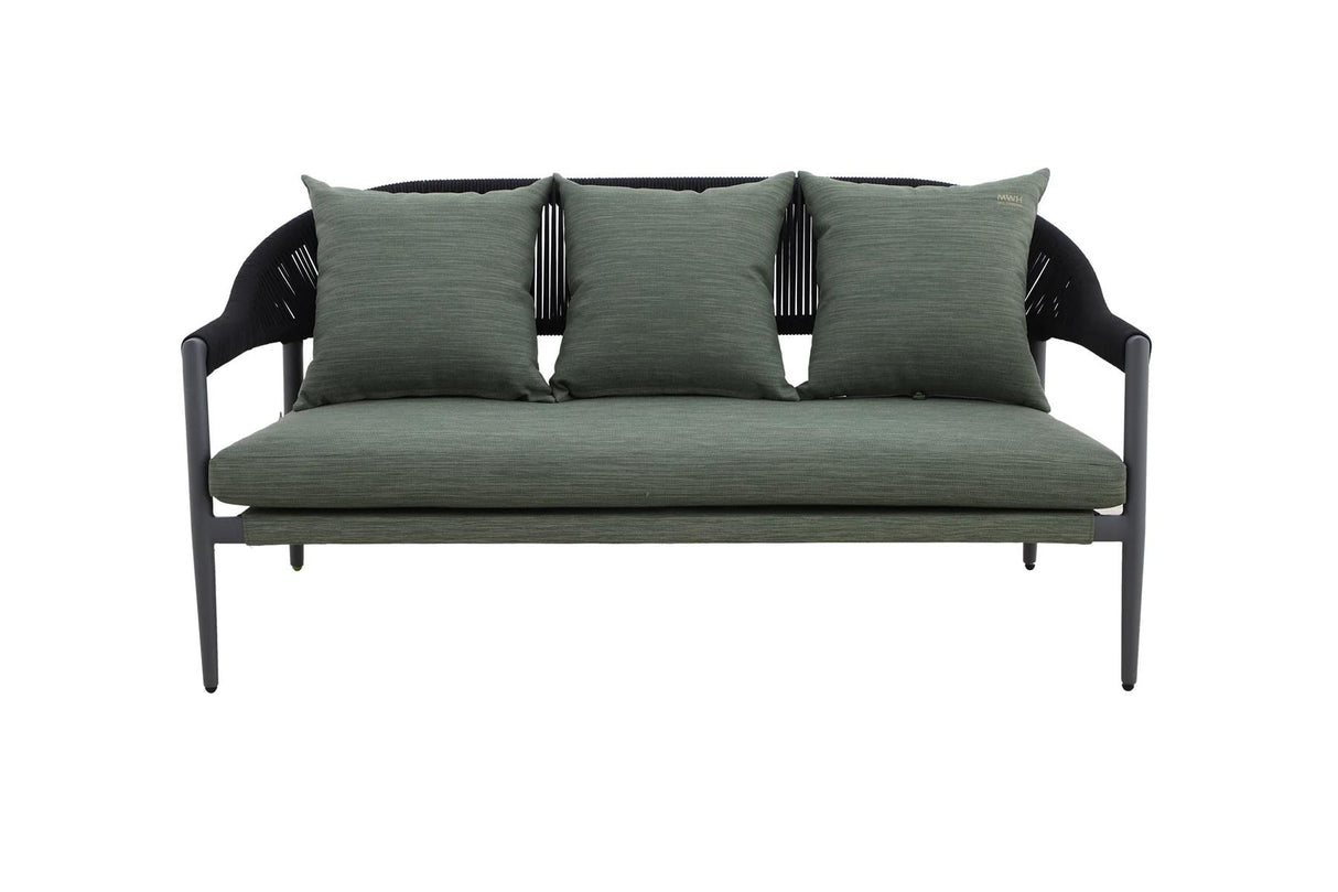 3er Sessel Front MWH Camarillo Loungeset Gartenlounge Rope Grün