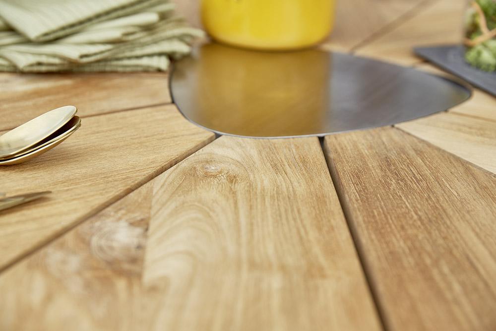 Teakholz Diamond Garden Lyon dreieckiger Gartentisch Edelstahl/Teakholz