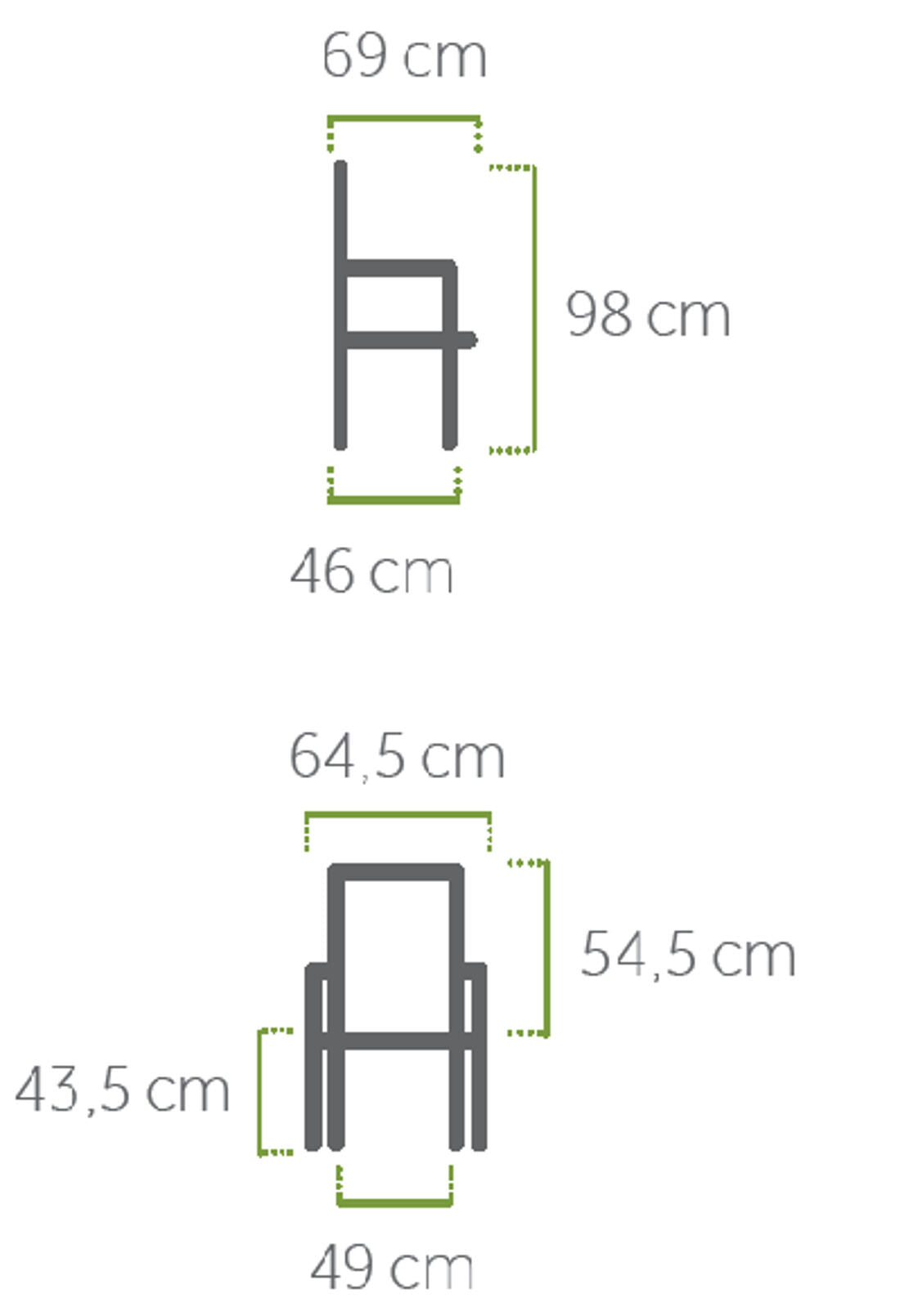 Maße MWH Kedline Stapelsessel