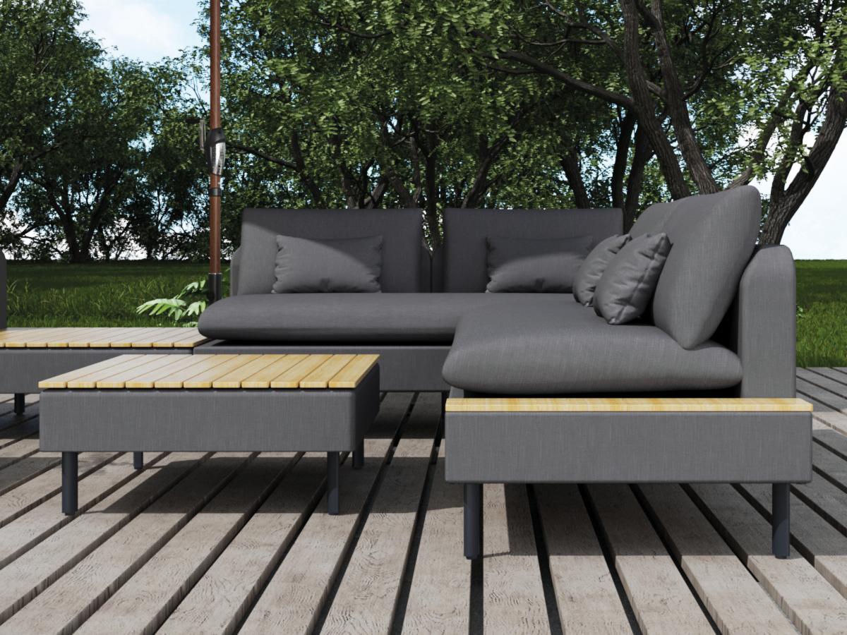 Detail Seite MWH Modularo 2-Sitzer modularer Loungesofa mit Modularo Loungetisch