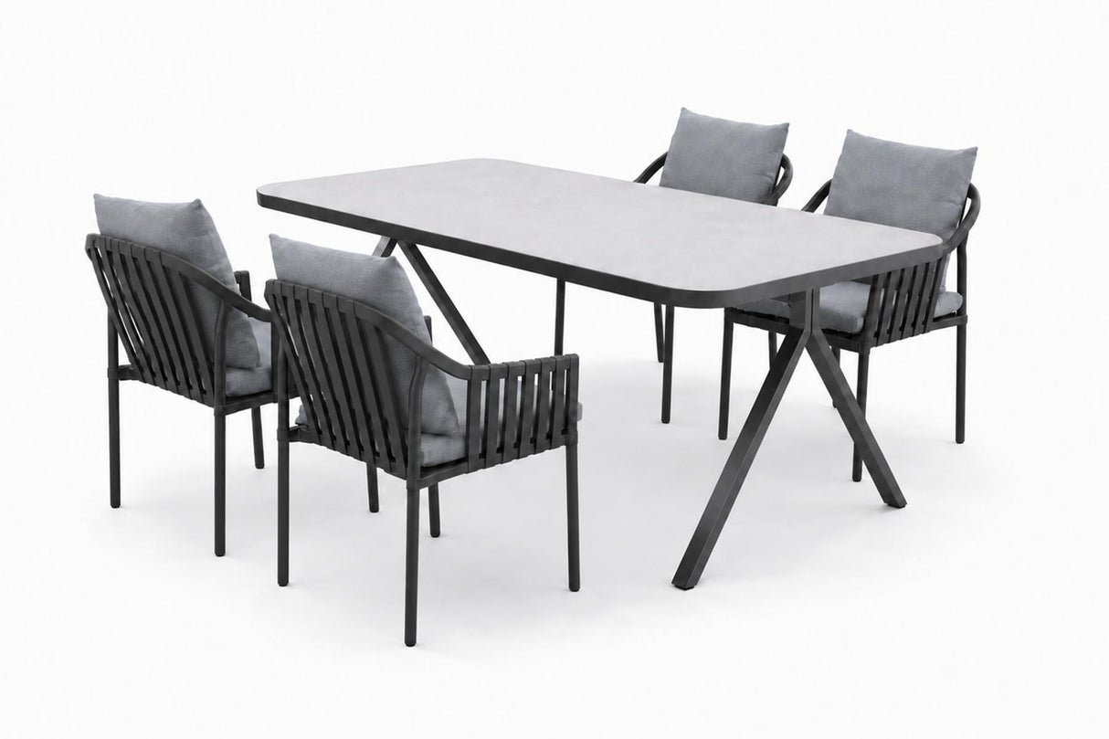 MWH Puro & Patro Gartentisch-Set 180x100 cm mit 4 Stühlen Anthrazit