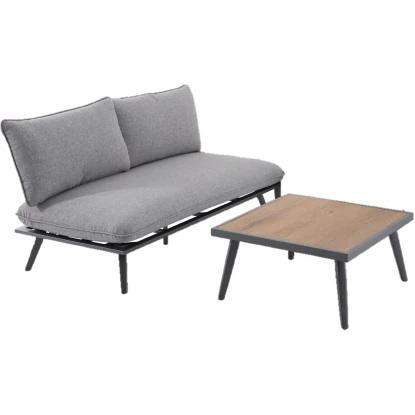 Creador Lounge Set Antano Anthrazit 2-teilig Aluminiumgestell 190g Olefin-Kissen Couchtisch Crealite Outdoor® Tischplatte Terrassen- & Gartenmöbel Stilvoll Komfortabel Outdoor-Oase Wetterbeständig Ästhetisch Entspannt Pflegeleicht Waschbare Kissenbezüge