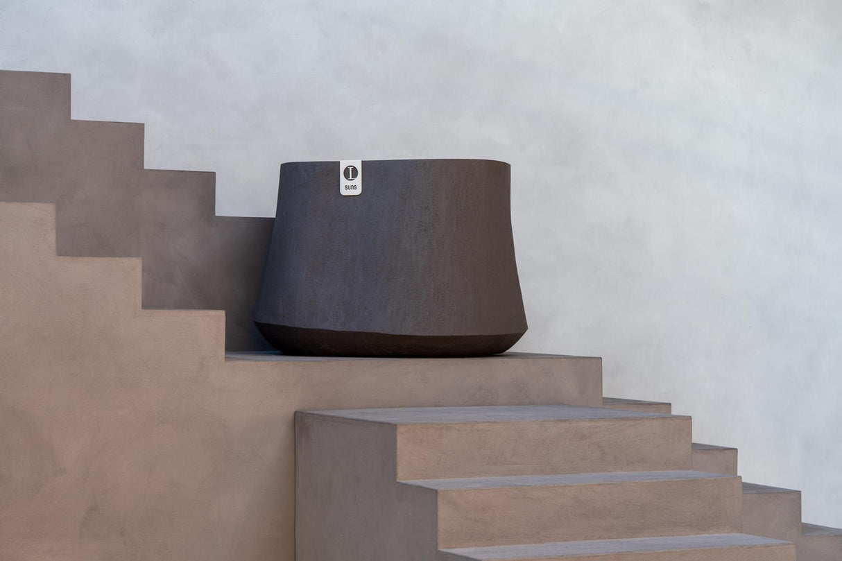 Ambiente Luca Lifestyle Rondello Pflanzkübel Ø110 cm Aschebraun aus Fiberglas