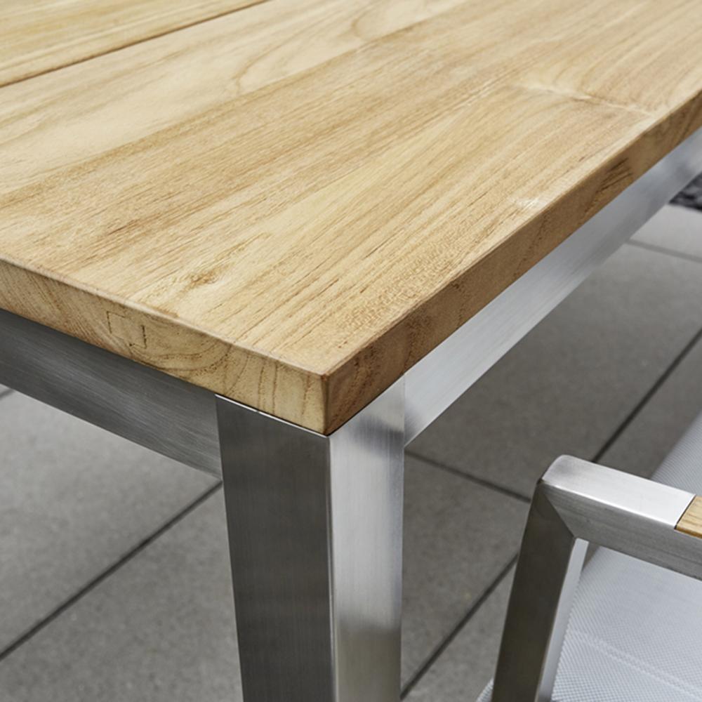 Detailbild Diamond Garden Salerno Gartentisch Teakholz Edelstahl 130×80 cm