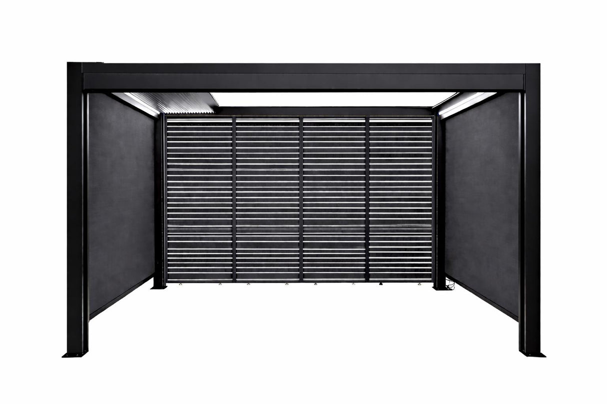 MWH Abierto Cabrio Pergola Set mit Lamellendach, Lamellenwand & motorisierten Seitenmarkisen