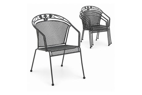 Royal Garden Elegance 4er-Set Stapelsessel Streckmetall Eisengrau