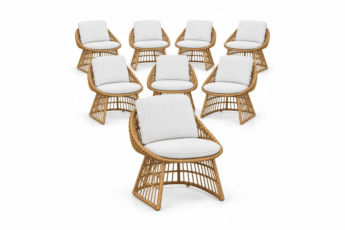 Royal Garden Norden Geflecht Gartenstühle 8er Set Sand