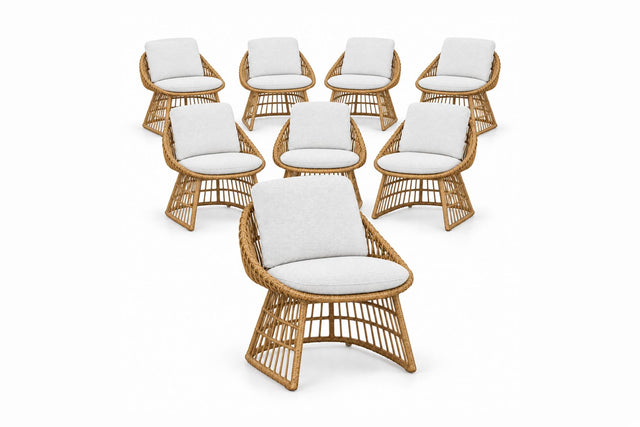 Royal Garden Norden Geflecht Gartenstühle 8er Set Sand