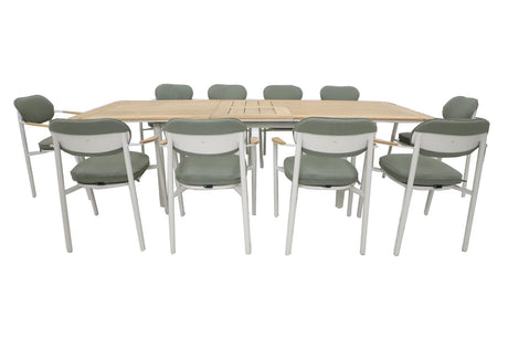 Royal Garden Kemo Gartentisch Set ausziehbar 216/276 cm mit 10 Stapelstühlen