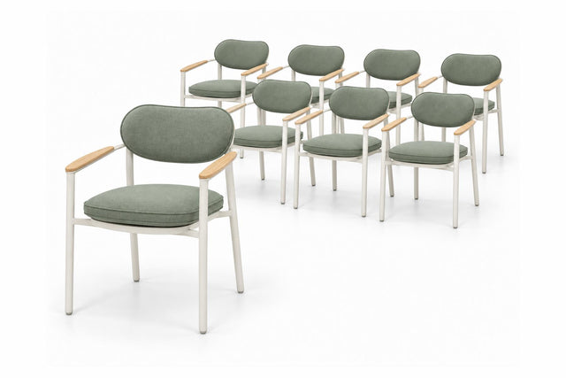 Royal Garden Kemo Gartenstuhl 8er Set mit Teak-Armlehnen