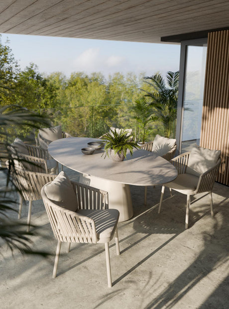 Royal Garden Vila Nova Gartenstuhl mit Seilbespannung und Kissen mit Desert Tisch