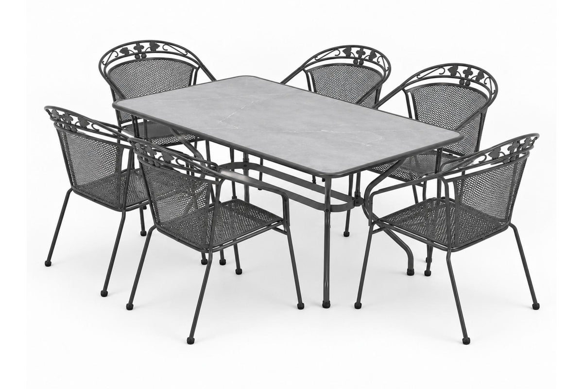 Royal Garden Elegance Gartentisch Set 6 Stühle 150 x 90 cm