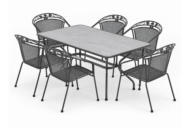 Royal Garden Elegance Gartentisch Set 6 Stühle 150 x 90 cm