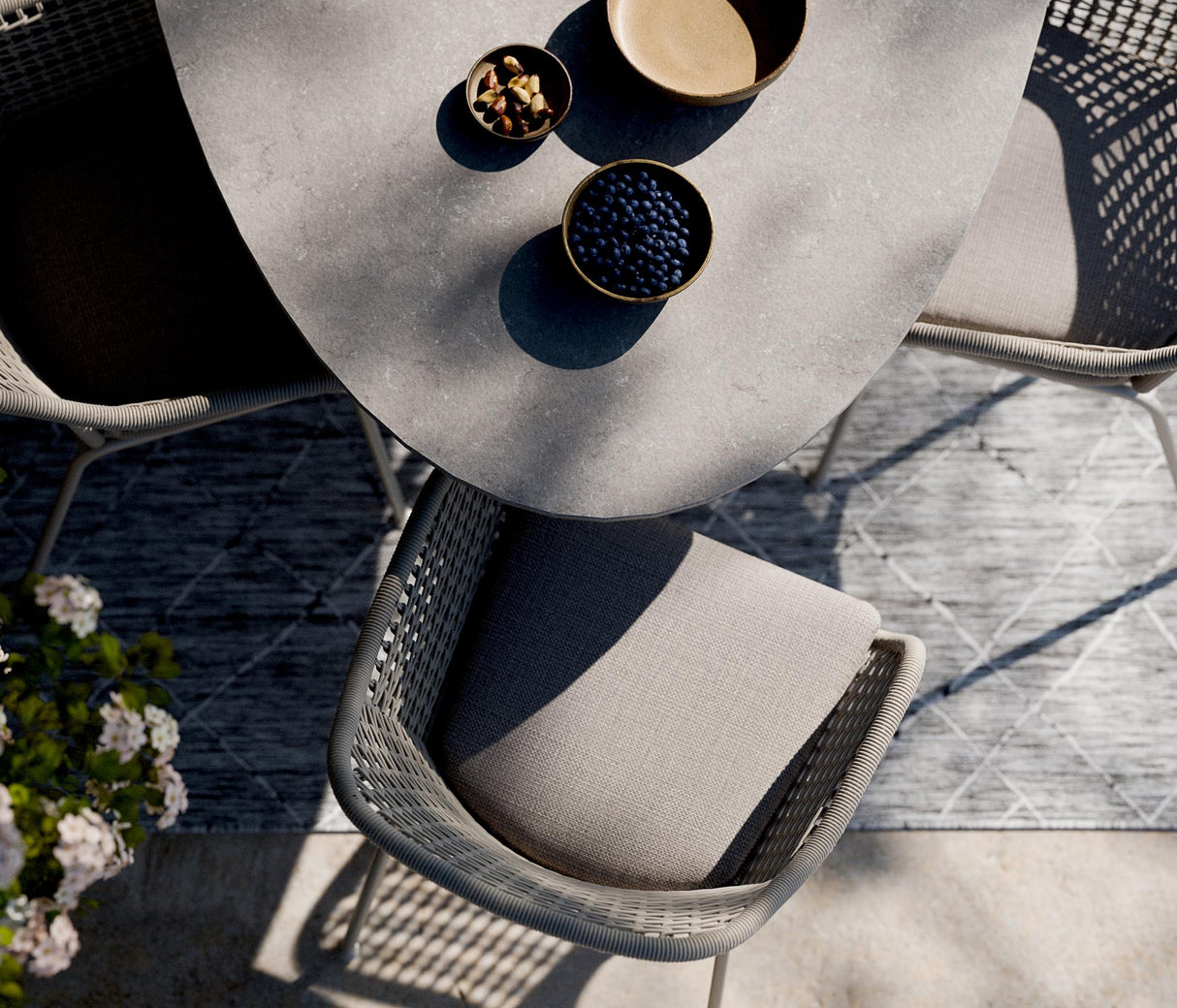 Draufsicht Ambiente Royal Garden Pulse Rope Garten-Esstischstuhl Sand