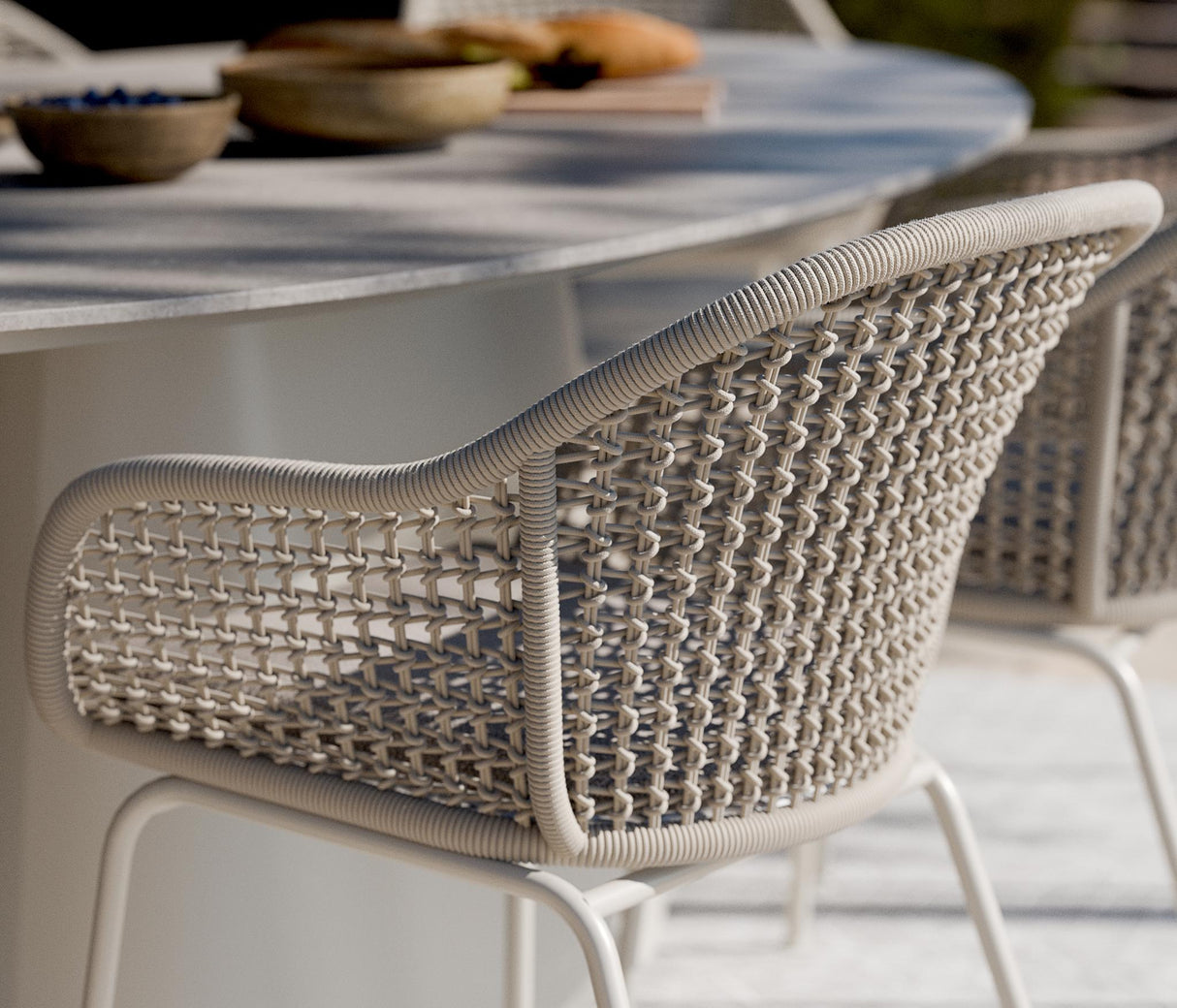 Detailansicht Royal Garden Pulse Rope Garten-Esstischstuhl Sand