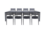 Royal Garden Nomad ausziehbarer Gartentisch-Set mit 8 stapelbaren Stühlen Anthrazit