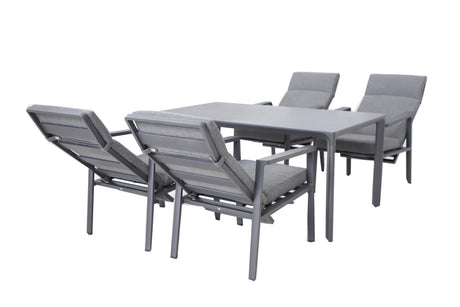 Royal Garden Focosa Nomad Gartentisch Set 4 Personen Anthrazit mit verstellter Rückenlehne