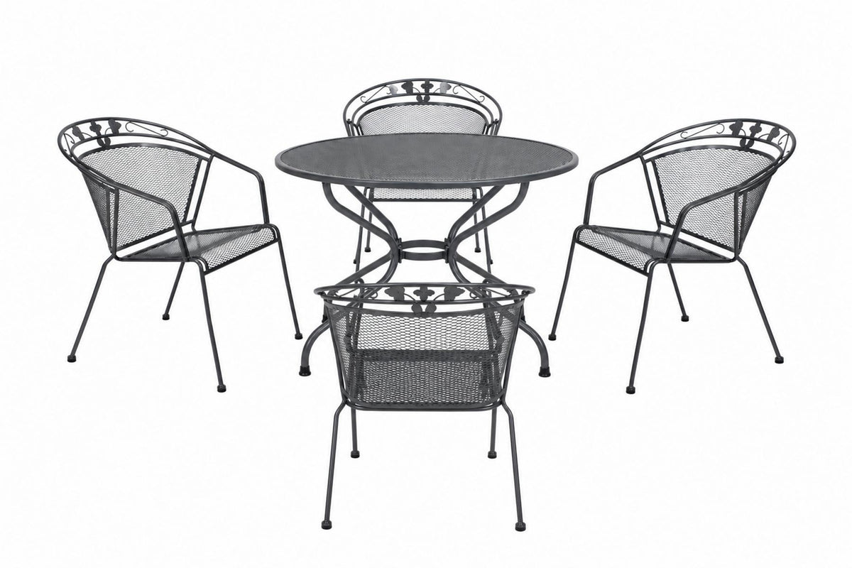 Royal Garden Elegance Gartentisch Set 4 Stühle Streckmetall Ø 105 cm
