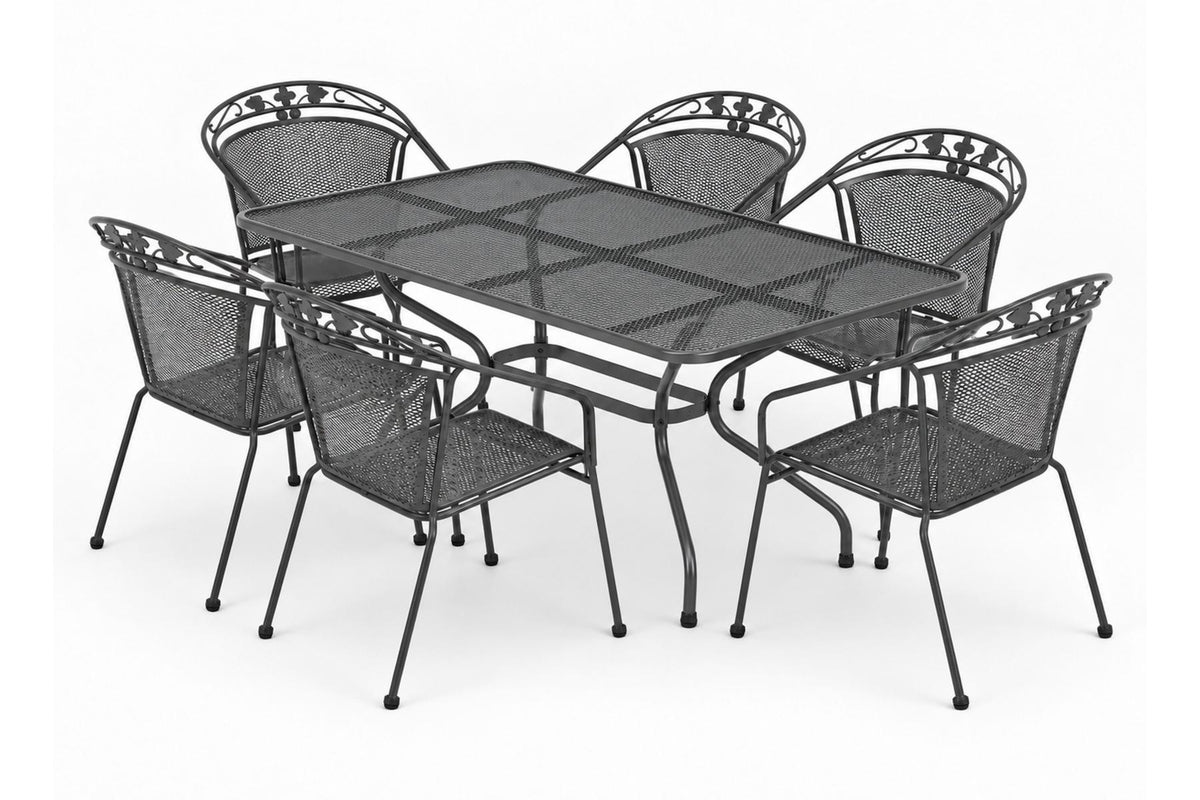 Royal Garden Elegance Gartentisch Set 6 Stühle Streckmetall