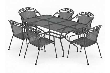 Royal Garden Elegance Gartentisch Set 6 Stühle Streckmetall