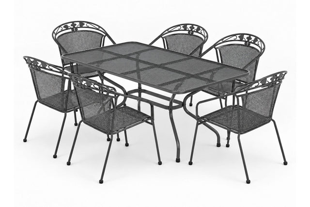 Royal Garden Elegance Gartentisch Set 6 Stühle Streckmetall