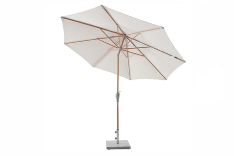 Royal Garden Coro LED Sonnenschirm Set Ø 300 cm Holzoptik mit Marmorständer