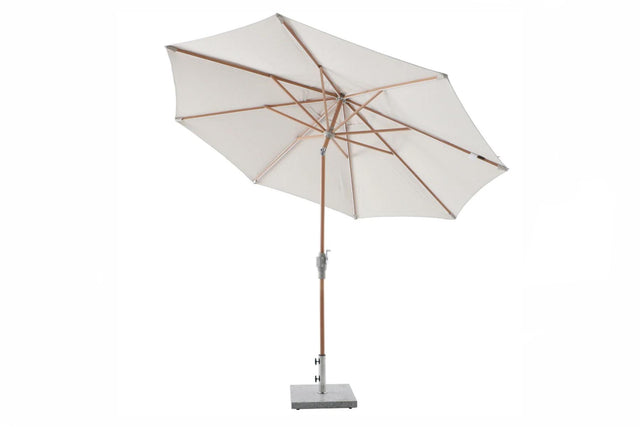 Royal Garden Coro LED Sonnenschirm Set Ø 300 cm Holzoptik mit Marmorständer