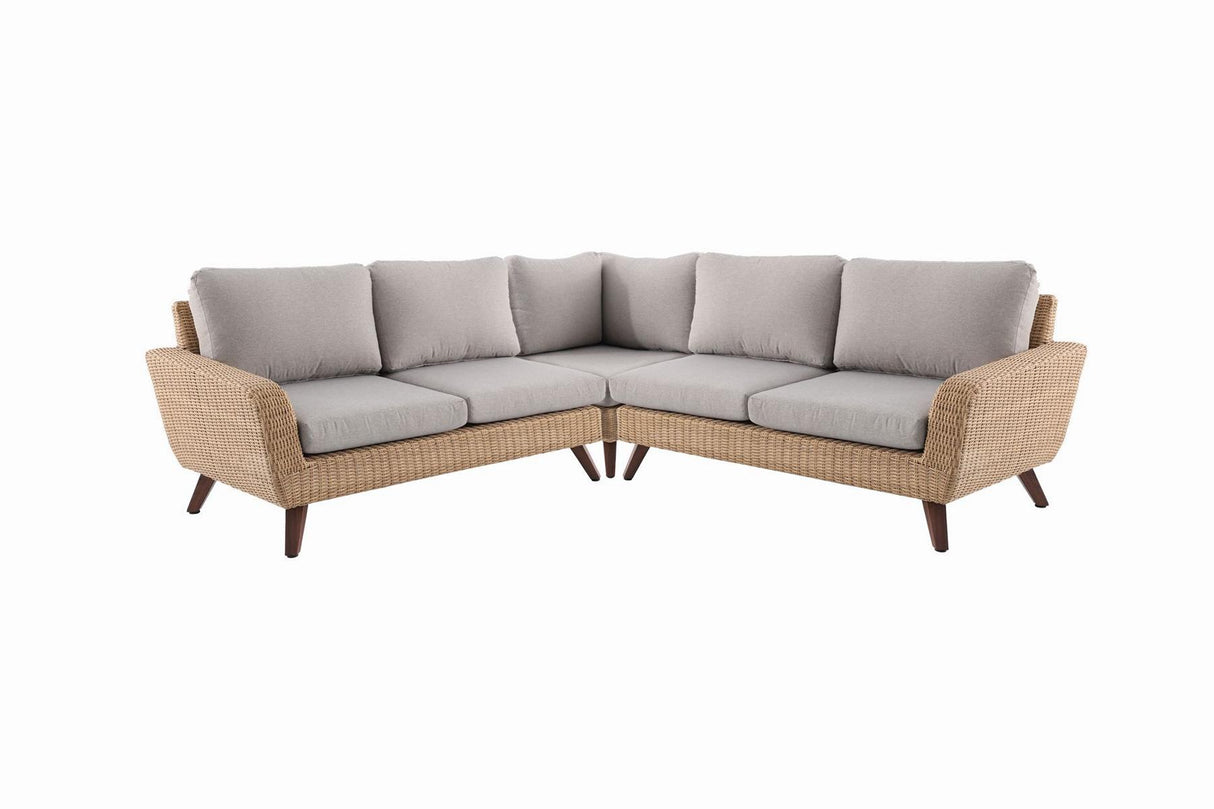 3-teiliges Ecksofa-Set, Royal Riviera Serie, Zeitloses Design, Hochwertiges Kunststoffgeflecht, Wetterfest, UV-resistent, Langlebig, Outdoor-Komfort, Wetterbeständig, Vielseitig, Lichteche Farben, Größe: 88,5 cm x 93 cm x 75 cm