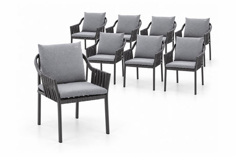 MWH Patro Gartenstuhl mit Seilgeflecht 8er Set Anthrazit