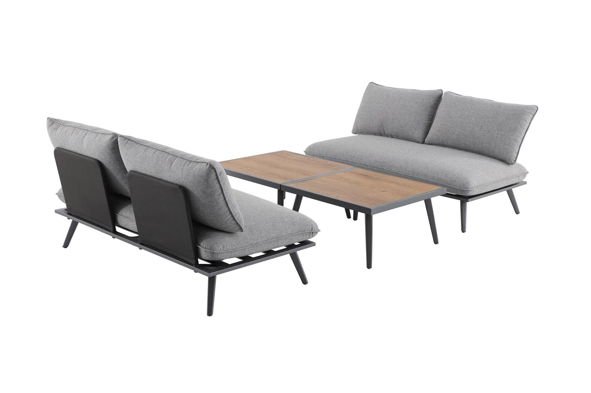 2er Set creador Antao Balkonlounge mit Crealite Tischplatte gegeneinander